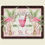 Large Cutting Board ~ Flamingo Lounge ~ Made of Tempered Glass ~ Code 144