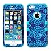 Asmyna TUFF Hybrid Phone Protector Cover for iPhone 5S - Retail Packaging - Purple/Blue Damask/Tropical Teal