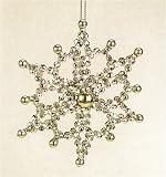 4 Silver & Gold Beaded Snowflake Christmas Ornament