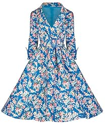 Lace Vintage Cotton Floral Print Bubble Dress Flared-Skirt Tunic 