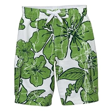 Boys' Cherokee® Crackle Floral Swim Trunks - Green/ White Boys' Cherokee® Crackle Floral Swim Trunks - Green/ White
