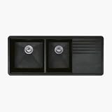 Blanco 221-071 Kitchen Sink 1-3/4 Double Bowl w/ Drainer Board Composite Under Mount Anthracite