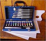 Acrylic Painting Set in Wood Box with 3 Canvas Panels