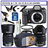 Pentax K-7 14.6 MP Digital SLR with Shake Reduction and 720p HD Video (Body Only) + Pentax DA 18-55mm f/3.5-5.6 AL II Lens & Pentax DA 50-200mm f/4-5.6 ED Lens + Willoughby's 16GB SDHC KIT#1