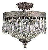 IMAGE OF Trans Globe 8392 DBG Crystal Flair - Two Light Crystal Flush Mount, Dark Bronze, Gold Finish with Crystal
