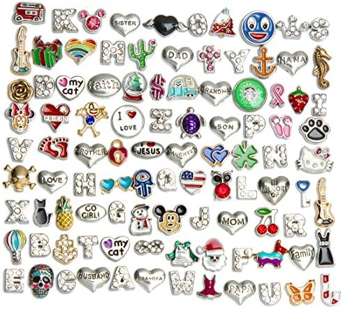 New Arrival Floating Charms for Glass Living Memory Lockets Wholesale Gold and Silver Mix Lot 100 Designs (200Pcs, Model 2)