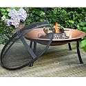 Feuerkorb, Feuerstelle, Feuerschale, Kupfer vergoldet mit Gitter-Deckel, Terassenfeuer rund, ca. 66cm, BE-33893