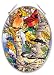 Amia 6433 Large Oval Suncatcher with Songbird Design, 6-1/2-Inch W by 9-Inch L, Hand-painted Glass