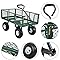 Ollieroo Utility Wagon Farm and Ranch Heavy-Duty Steel Garden Cart with Removable Folding Sides and 10” Pneumatic Tires 660Lb Capacity 38”x20” Bed Powder Coated Green Finish