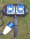 Outdoor Camping Site Event Power Hookup Spike With 2 X Ip44 16a Blue 240v Mains Ac Outlets Garden Sockets