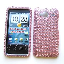 HTC EVO Shift 4G (Sprint) Snap-on Protector Hard Case Rhinestone Cover "Bling Bling Pink" Design