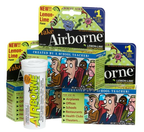 Airborne Effervescent Health Formula Dietary Supplement, Lemon-Lime, 10-Count Containers (Pack of 3)