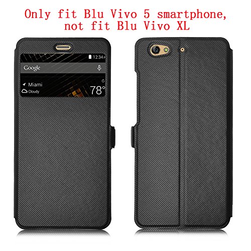 BLU VIVO 5 case, KuGi ® BLU VIVO 5 case - MX style High quality ultra-thin PU Leather Case for BLU VIVO 5 5.5 inch smartphone. (Black)