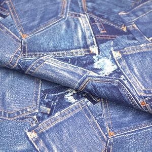 【クリックで詳細表示】コスモテキスタイル 綿100％ ツイル生地 ＂デニムプリント＂ 108cm巾×1.5mカット 〈SP1200-3B〉