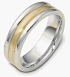 Custom Comfort Fit 7mm Platinum and 18 Karat Gold Wedding Band Ring