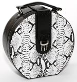 Juliana Black and White PU Round Jewellery Box with Charm