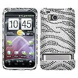 HTC ADR 6400 Thunderbolt Black Zebra Skin Diamante Diamond Protector Cover  ....