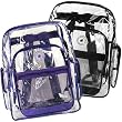 (40 Pieces) Black Trim + Purple Trim K-Cliffs Clear Transparent PVC School Backpack/ Book Bag/ Day Pack