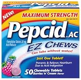 Pepcid AC Acid Reducer (20 mg), Maximum Strength, Berries N' Cream, 50-Count EZ Chews (Pack of 2)