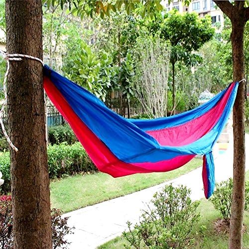 goldhik Portable Nylon Parachute Hammock Double Camping Multifunctional Hammock for Camping,Travelling Backpacking,Beach, Backyard-Red