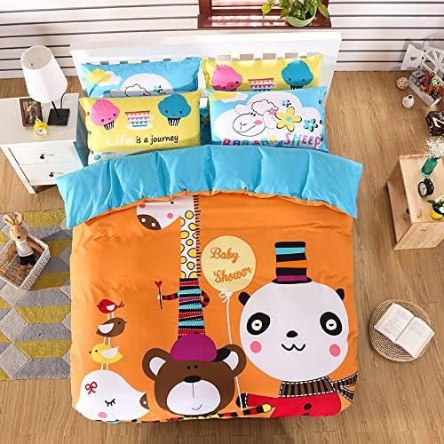 Crazy Mall cartoon lovely Bedding Girls boy Duvet Cover Set Cotton 4pcs (Full)