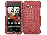 Red Bling Rhinestone Faceplate Diamond Crystal Hard Skin Case Cover for HTC ....