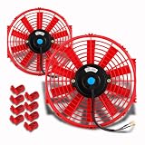 2X 7 Diameter 12V 2200RPM Electric Pull 2.5 Thin Slim Red Radiator Fan by HK5
