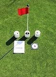 Practice Putting Green - Natural or Synthetic - Accessory Kit - 3 Cups & RED Marker Flag, DVD