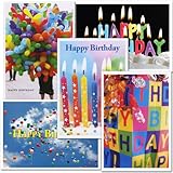 Birthday Greeting Card Assortment, 2 each of 5 different designs, box of 10 cards & envelopes