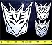 Transformers - Decepticon Set of 3 HQ Single Color High Gloss Silver Metallic Vinyl Sticker Decals