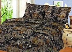New Queen Size 7 Piece Woodland Hunter Camo Comforter and Sheet SET 