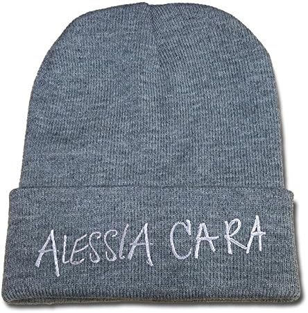 JIUWEI Alessia Cara Logo Beanie Fashion Unisex Embroidery Beanies Skullies Knitted Hats Skull Caps - Grey