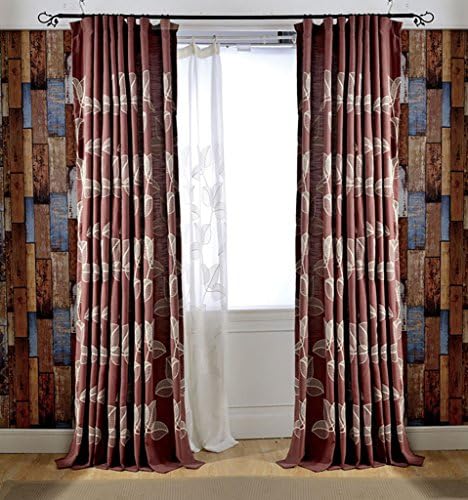 YouYee Fashionable Window Curtains Sheer Curtains,Half Light Shading,not Easy to Shrink the Distortion (2 Panels,Red Leaves,60108Inch)