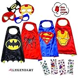Superhero Costumes - Capes Masks Stickers Set- Superhero Toys and Party Supplies