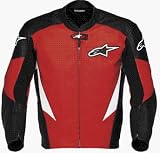 ALPINESTARS STAGE PERFORATED LEATHER JACKET BLK/RED 58 310056-13-58