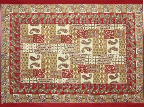 Red & Gold Patchwork Indian Tapestry - Mandala Wall Hanging for Hippies Red & Gold Patchwork Indian Tapestry - Mandala Wall Hanging for Hippies