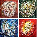 Jazz Fusion Original Hand-Painted Oil on Canvas 4-pc. Set
