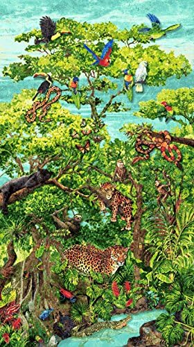 1 Panel Stonehenge Rainforest Romp by Linda Ludovico from Northcott 100% Cotton Quilt Fabric 39205 74