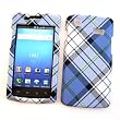 Samsung Captivate I897 (AT&T) Snap-On Protector Hard Case Texturized "Blue Plaid" Design