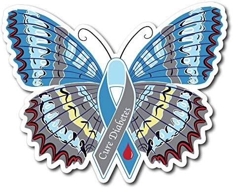 Cure Diabetes Awareness Butterfly Sticker