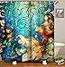 Livilan Mermaid Fabric Shower Curtain Set with 12 Hooks Mildew Resistant Bath Curtain Machine Washable, 72 X 72 inch, Blue