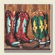 AbsorbaStone Coaster set~ Cowboy Boots ~4 Tile Drink Coasters ~ code 128C