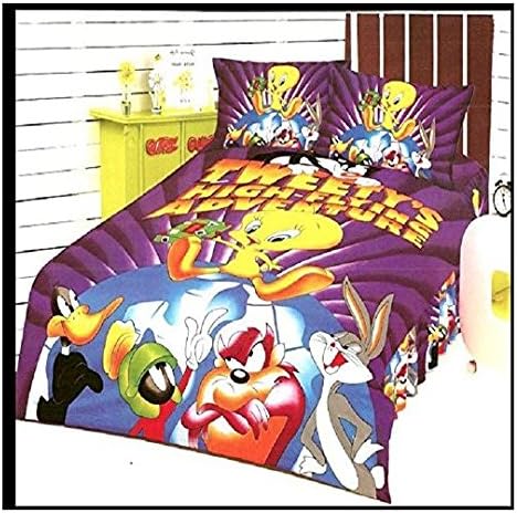 Looney Tunes Tweety and Friends - Purple -Kids Twin Duvet Set- 4 Piece