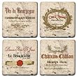 AWKT14 Travertine 4 piece Coaster Set - Wine Labels