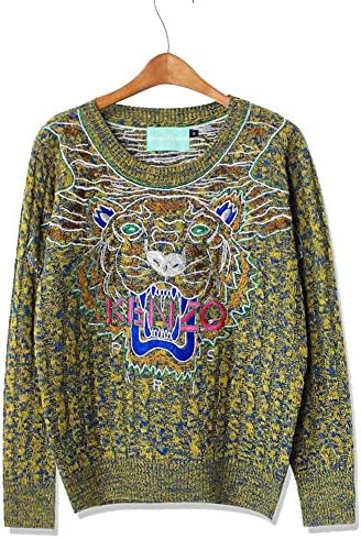 Zokey Women's Letter Print Pullover Tiger Knitted Sweater Green M