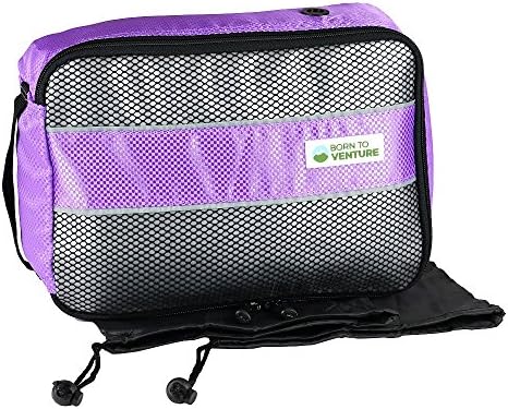 Born to Venture Quality Women's Travel Shoe Bag Purple 3-pc Value Set