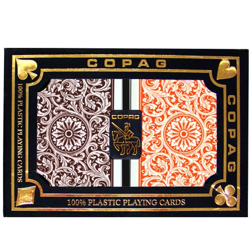 Copag 1546 Orange/Brown 100% Plastic Playing Cards Poker Regular Index