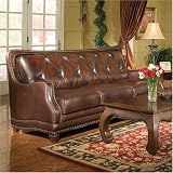 Biltmore Button Tufted Leather Sofa By Coaster Furniture With Silver Shipping