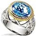 18K Gold over Sterling Silver Blue Topaz & Diamond Ring
