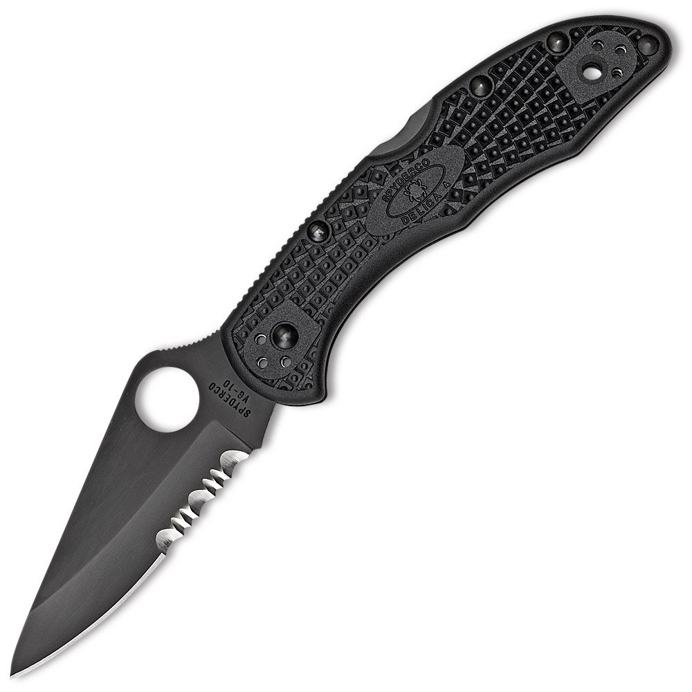 * SPYDERCO Delica 4 Lightweight Blade Combination Edge Knife Black
